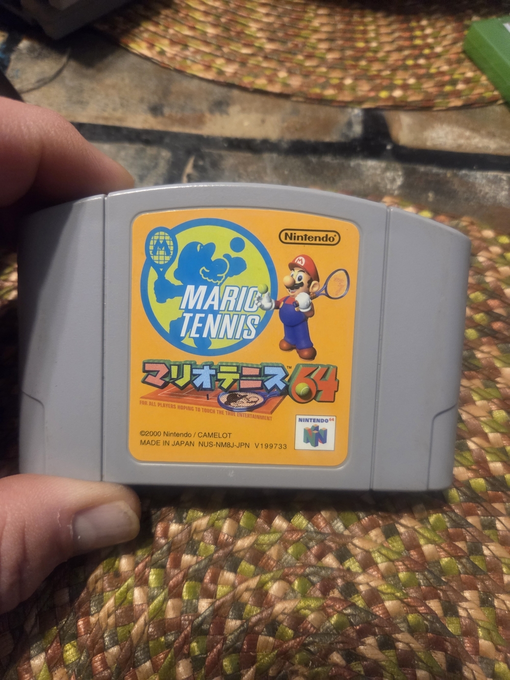 Nintendo Gray Cartridge with Yellow Mario Tennis 64 Label